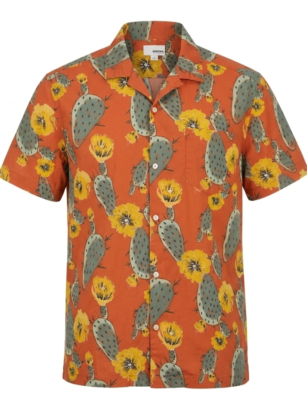 Sonoma Goods For Life Men's Prickly Pear Cactus Print Button Down Shirt Size L